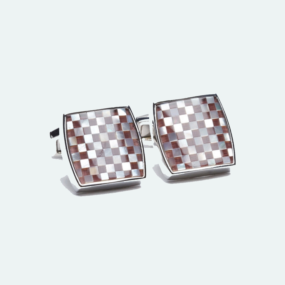 Men's Mosaic Maroon & White Cufflink