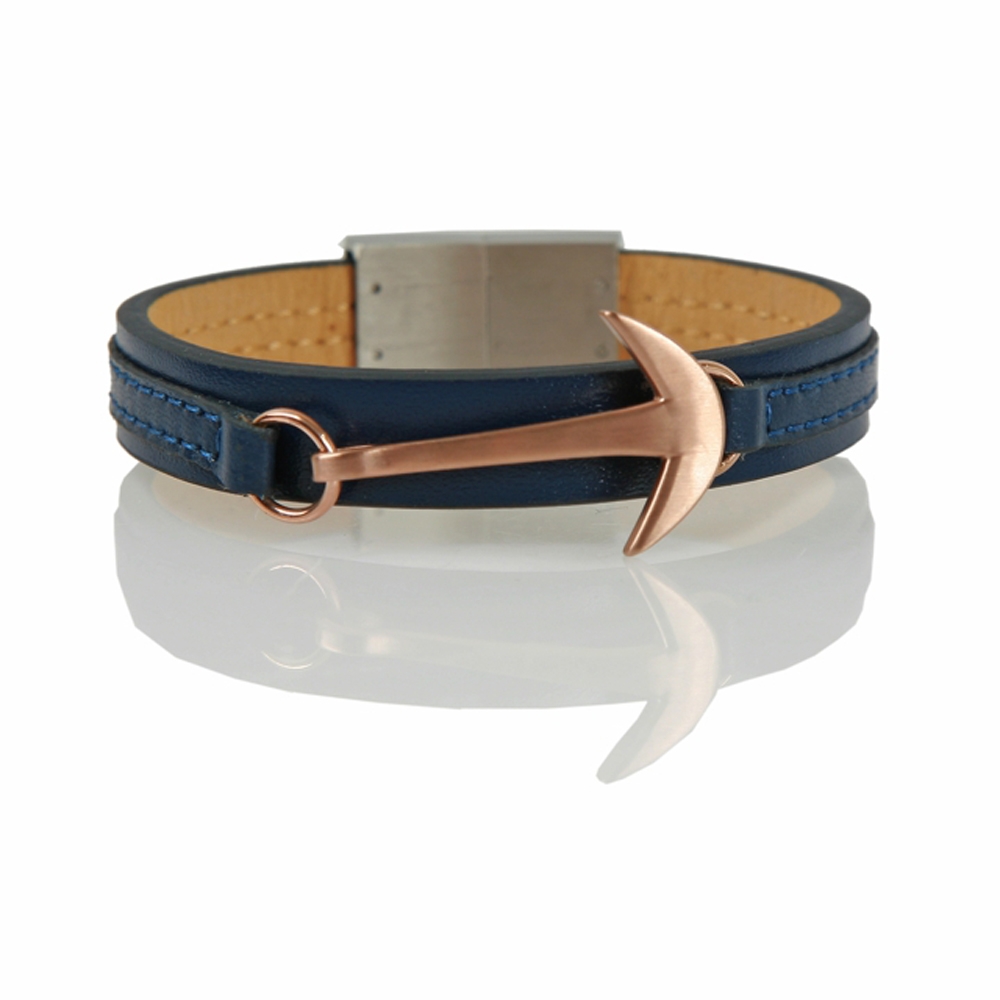 Navy and Rose Samsun Hook Leather Cord Bracelet - Buttigo