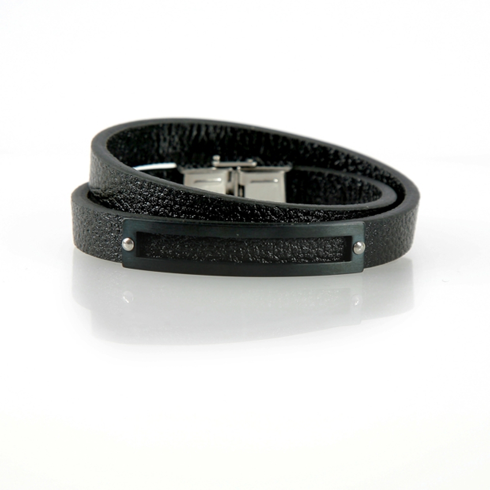 Black Bandırma Leather Bracelet - Buttigo