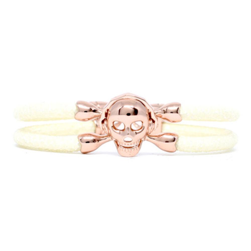 Skull Bracelet | White with Rose Gold Skull | Double Bone