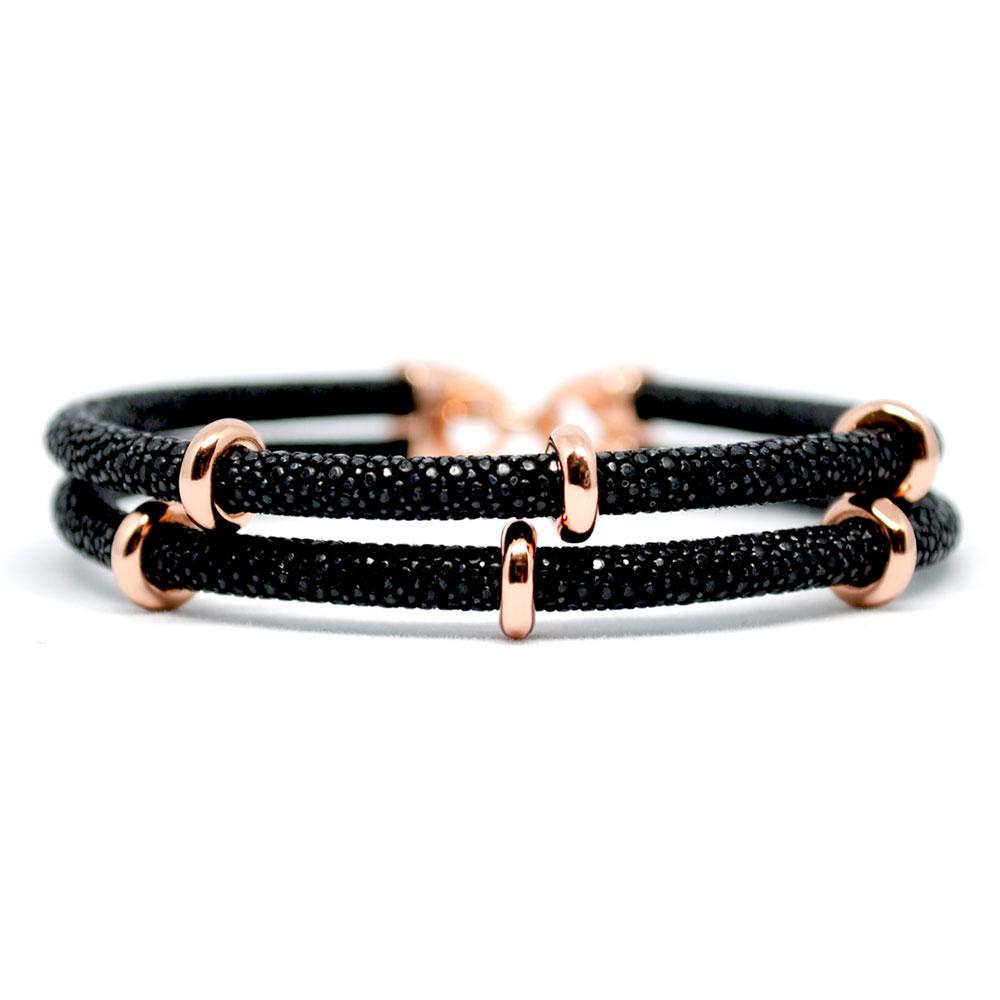 Double Stingray Bracelet | Black & Rose Gold | Double Bone