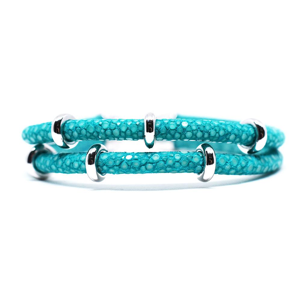 Double Stingray Bracelet | Turquoise & Silver | Double Bone